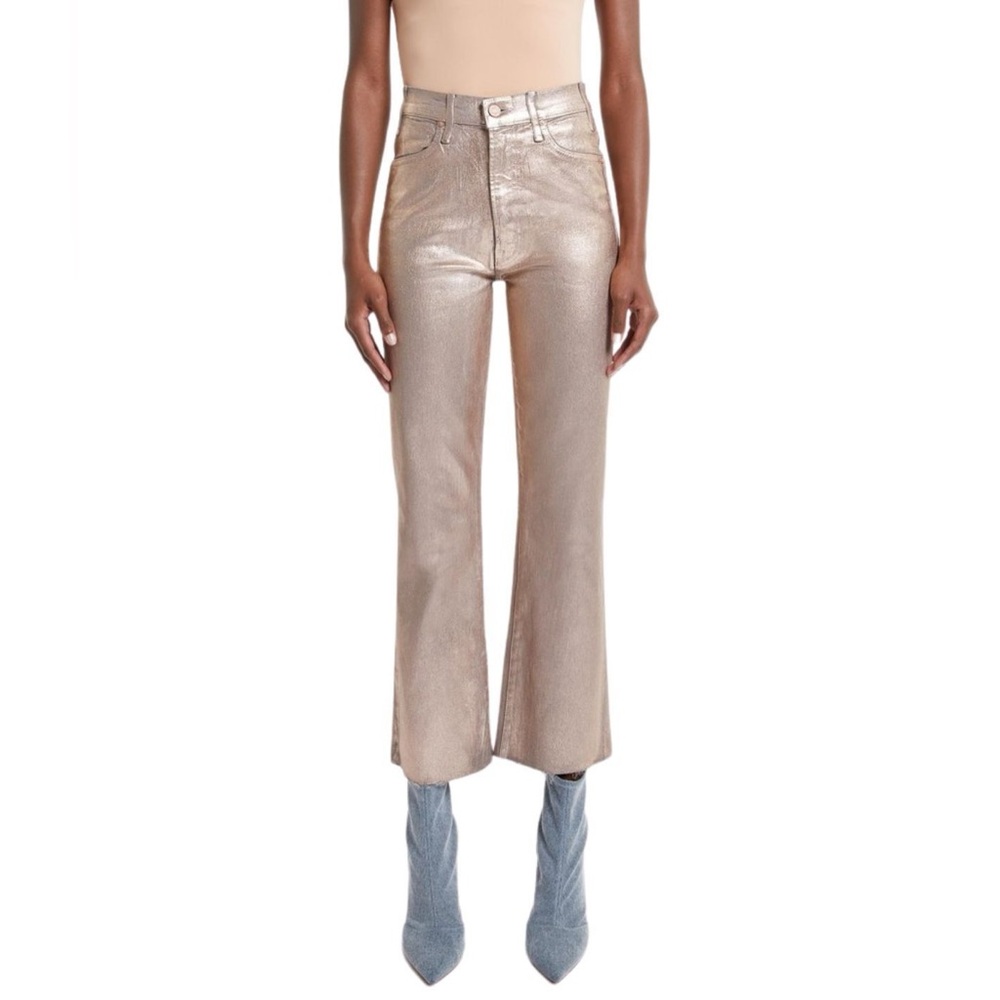 Mother The Hustler Ankle Fray Jeans‎ Heavy Metal Driftwood Gold Size 26